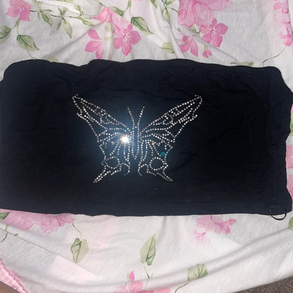 black butterfly tubetop from shein